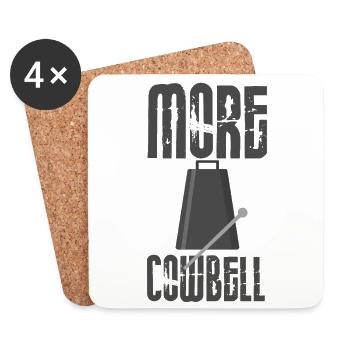 Musicien Humour Plus Cowbell Funny Band Cowbell - Dessous de verre (lot de 4) - blanc - Devant