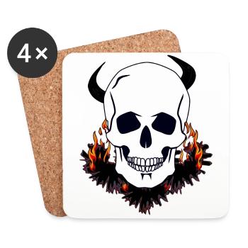 Devil Skull Purgatory Hell Satan diabolical death - Coasters (set of 4) - white - Front