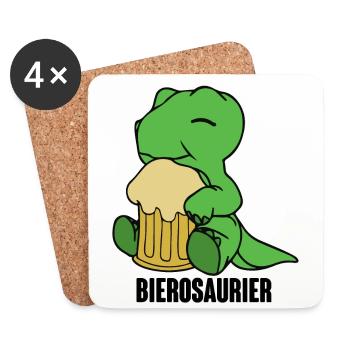 Bierosaurier Dino Dinosaurier T Rex Biertrinker Sa - Untersetzer (4er-Set) - Weiß - Vorne