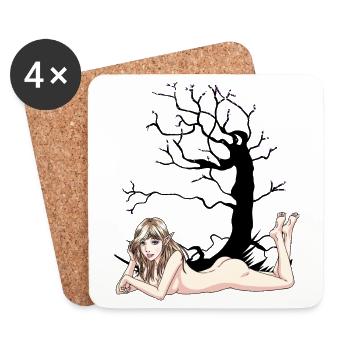 Erotic Fairy Fairy Dream Fantasy Nude Woman Nature - Coasters (set of 4) - white - Front