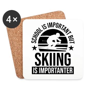école important ski plus important - Dessous de verre (lot de 4) - blanc - Devant