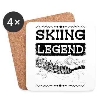 Légende du ski - Dessous de verre (lot de 4) - blanc - Devant