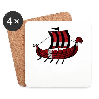 Danish Flag Gift Viking Ship Denmark - Coasters (set of 4) - white - Front