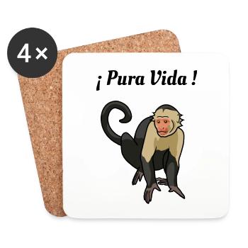 Pura Vida - Affe - Untersetzer (4er-Set) - Weiß - Vorne