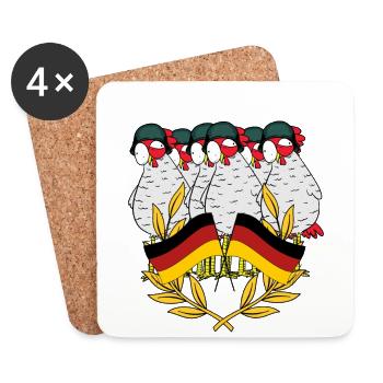 Allemagne Soldats Poulets Guerrier Vétéran Casque - Dessous de verre (lot de 4) - blanc - Devant