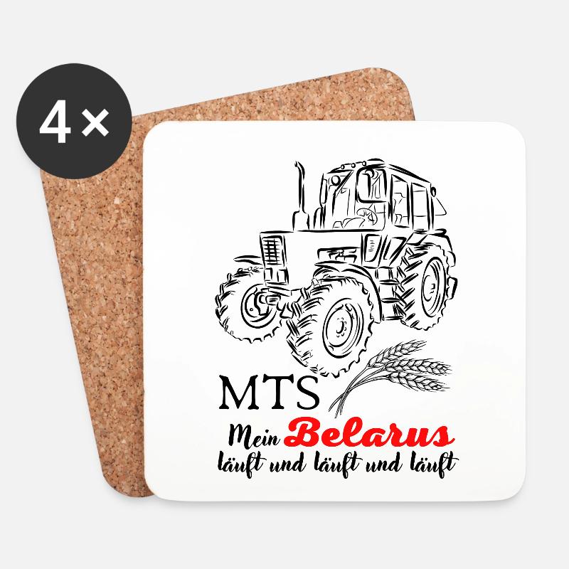 Belarus MTS / Mein Belarus läuft & Läuft. Ostalgie - Untersetzer (4er-Set) - Weiß