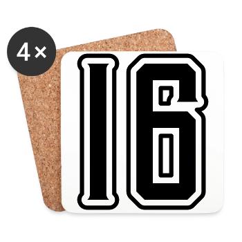 16 Zahl symbol - Untersetzer (4er-Set) - Weiß - Vorne