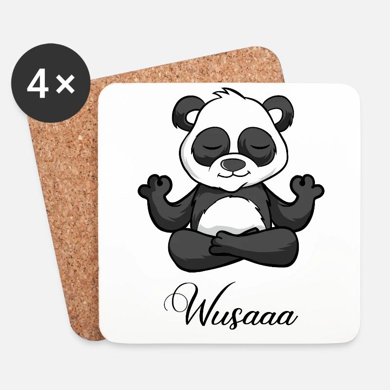 Auszeit Durchatmen Wusaaa Panda - Untersetzer (4er-Set) - Weiß