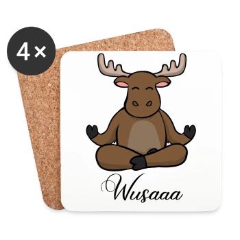 Auszeit Durchatmen Wusaaa Elch - Untersetzer (4er-Set) - Weiß - Vorne