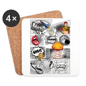 Comic Stil - Untersetzer (4er-Set) - Weiß - Vorne