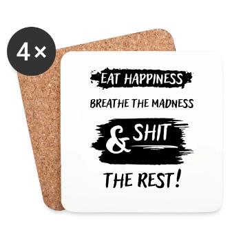 Eat happiness, madness - Coasters (set of 4) - white - Front