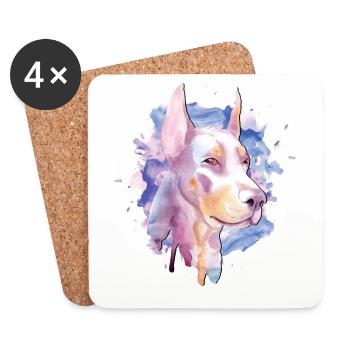 Aquarell Dobermann Pinscher Hundeliebhaber Künstlerisch - Untersetzer (4er-Set) - Weiß - Vorne