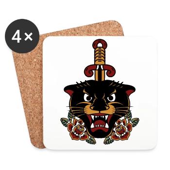 Old School Panther - Coasters (set of 4) - white - Front