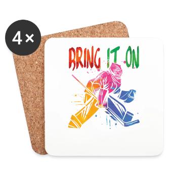 Bring it on for hockey players - Coasters (set of 4) - white - Front