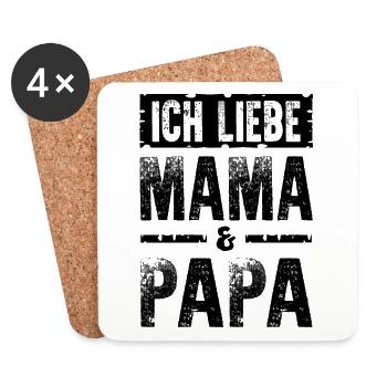 Ich Liebe Mama Papa - Untersetzer (4er-Set) - Weiß - Vorne