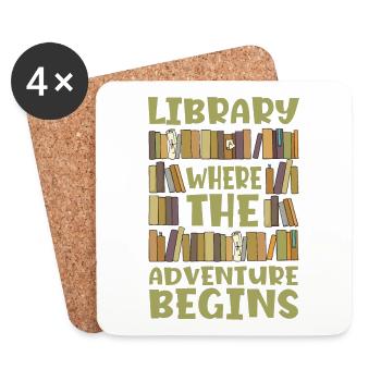 Library where the adventure for book lovers - Coasters (set of 4) - white - Front