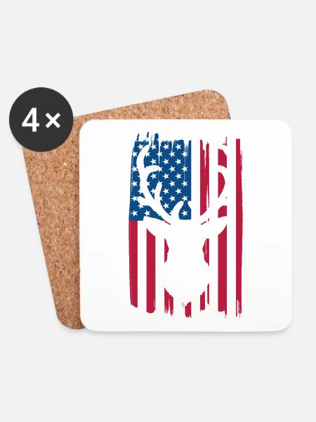 Rotwild-jagd-amerikanische Flagge Für - Untersetzer (4er-Set) - Weiß