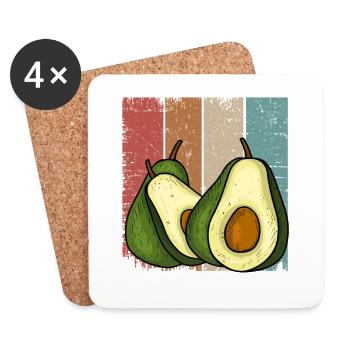 Avocado Geschenk Smoothie Vegan Vegetarier Avocado - Untersetzer (4er-Set) - Weiß - Vorne