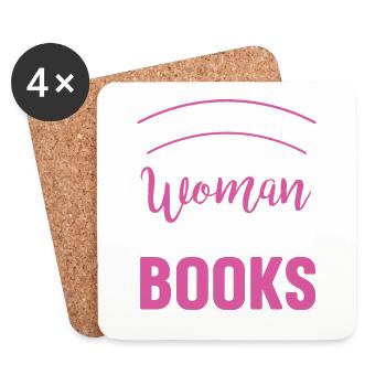 Simple woman lives with her books for - Coasters (set of 4) - white - Front