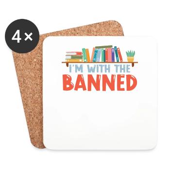 I'm with the band for book lovers - Coasters (set of 4) - white - Front
