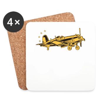 Je préférerais pilote-avion-amoureux-aviation - Dessous de verre (lot de 4) - blanc - Devant