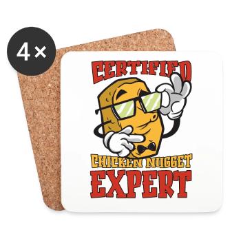 Chicken Nugget Experte Nugget-liebhaber Chicken - Untersetzer (4er-Set) - Weiß - Vorne