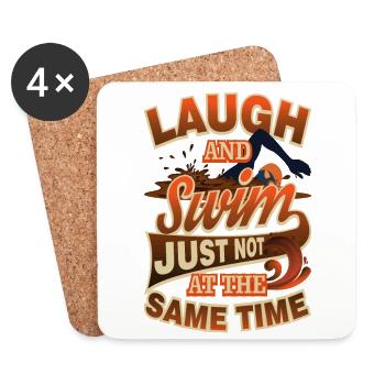 Natation Humour Rire et Nager Juste Pas au - Dessous de verre (lot de 4) - blanc - Devant