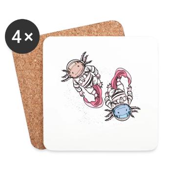 Axolotl Astronaut Geschenk Kinder Weltraum Axolotl - Untersetzer (4er-Set) - Weiß - Vorne