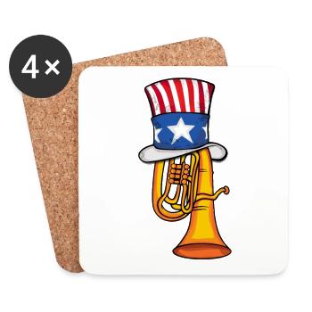 Tuba Music USA 4th Of July Amerika Big Band Tuba - Coasters (set of 4) - white - Front