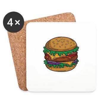 Les calories Vacaton ne comptent pas pour les hamburgers - Dessous de verre (lot de 4) - blanc - Devant