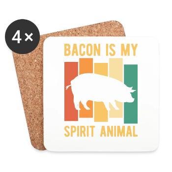 Bacon Spirit Animal Breakfast Bacon Lover Meat - Coasters (set of 4) - white - Front