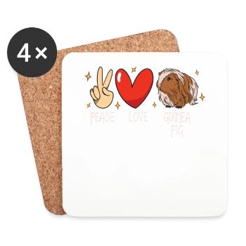 Paix Amour Cochon d’Inde Rongeur Cavias Cavias - Dessous de verre (lot de 4) - blanc - Devant