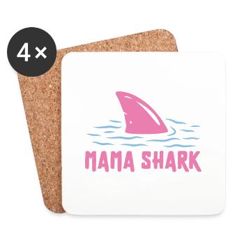 Beware of the Mama-hai for shark lovers - Coasters (set of 4) - white - Front