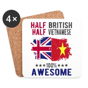 Half British Half Vietnamese - Coasters (set of 4) - white - Front