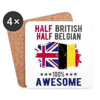 Half British Half Belgian - Coasters (set of 4) - white - Front