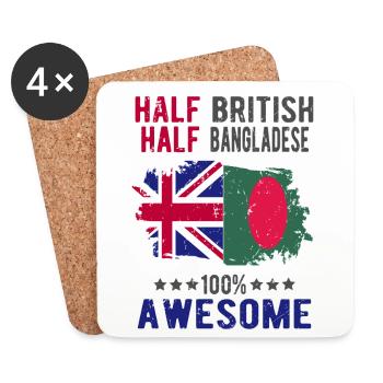 Halb Brite Halb Bangladescher - Untersetzer (4er-Set) - Weiß - Vorne