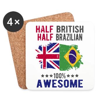 Halb Brite Halb Brasilianer - Untersetzer (4er-Set) - Weiß - Vorne