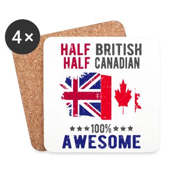 Moitié britannique moitié canadien - Dessous de verre (lot de 4) - blanc - Devant