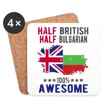 Halb Brite Halb Bulgare - Untersetzer (4er-Set) - Weiß - Vorne