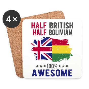 Halb Brite Halb Bolivianer - Untersetzer (4er-Set) - Weiß - Vorne