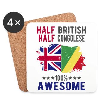 Half British Half Congolese - Coasters (set of 4) - white - Front
