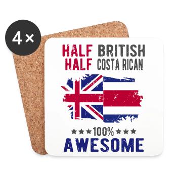 Half British Half Costa Rican - Coasters (set of 4) - white - Front
