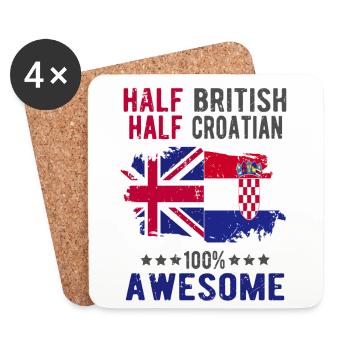 Half British Half Croat - Coasters (set of 4) - white - Front
