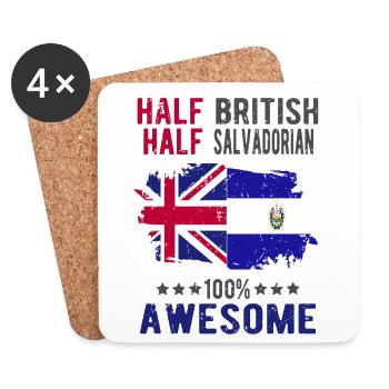 Half British Half Salvadoran - Coasters (set of 4) - white - Front