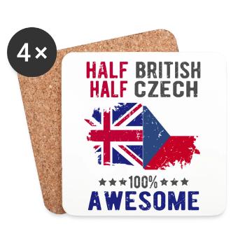 Moitié britannique moitié tchèque - Dessous de verre (lot de 4) - blanc - Devant