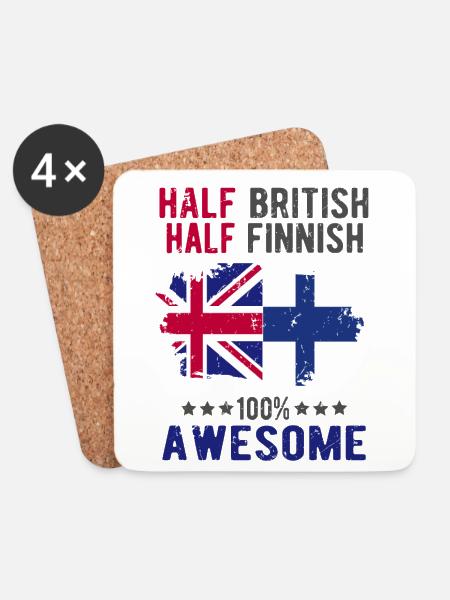 Halb Brite Halb Finne - Untersetzer (4er-Set) - Weiß