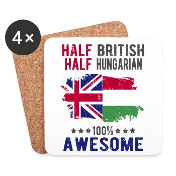Halb Brite Halb Ungar - Untersetzer (4er-Set) - Weiß - Vorne
