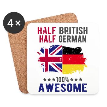 Moitié britannique moitié allemand - Dessous de verre (lot de 4) - blanc - Devant