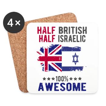 Halb Brite Halb Isreali - Untersetzer (4er-Set) - Weiß - Vorne