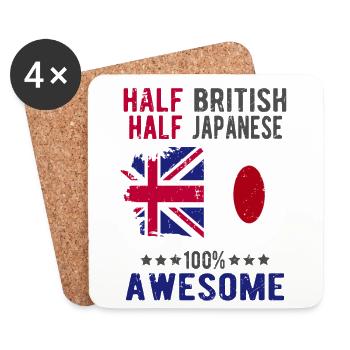 Halb Brite Halb Japaner - Untersetzer (4er-Set) - Weiß - Vorne